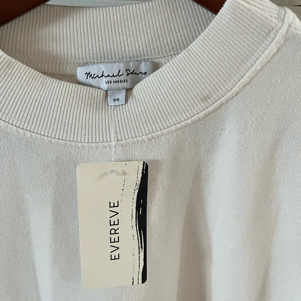 Evereve Michael Stars Kehlani puff sweatshirt mock neck size XS NWT Chalk. 1047 - Picture 2 of 4
